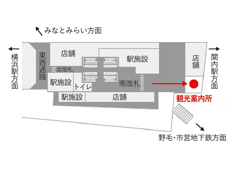 桜木町駅観光案内所のマップ