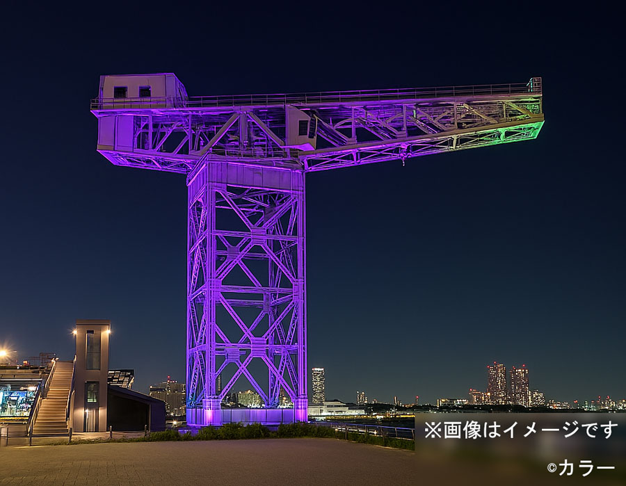 「エヴァンゲリオン初号機」イメージライトアップ ハンマーヘッドクレーン