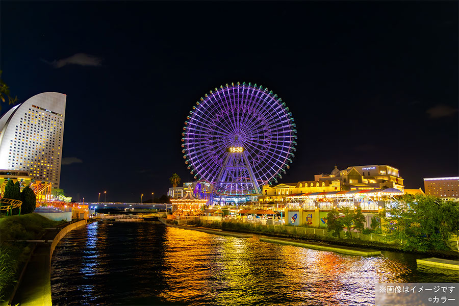 「エヴァンゲリオン初号機」イメージライトアップ 大観覧車コスモクロック21