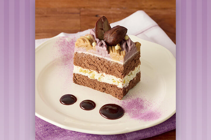 MARK IS みなとみらい アフタヌーンティー・ティールーム「栗とむらさき芋のショートケーキ／さつまいものミルクティー」