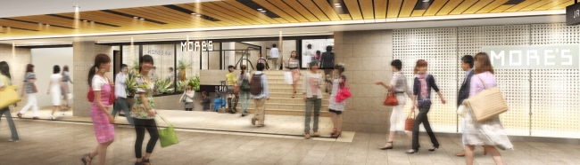 「JR横浜タワー」地下出入口とつながる「横浜モアーズ」地下入口のイメージ