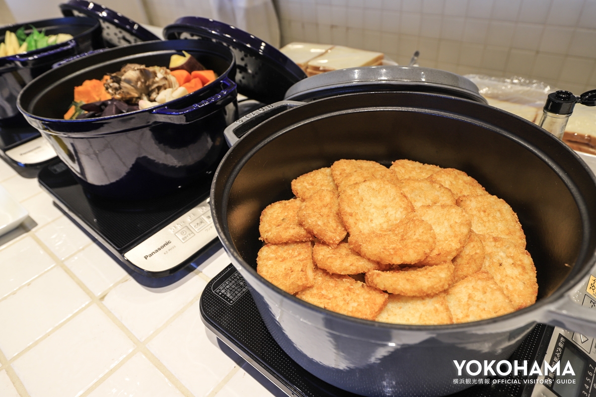 【朝食】温製料理（季節野菜のヴァプール、ハッシュドポテト、季節野菜のポタージュ）