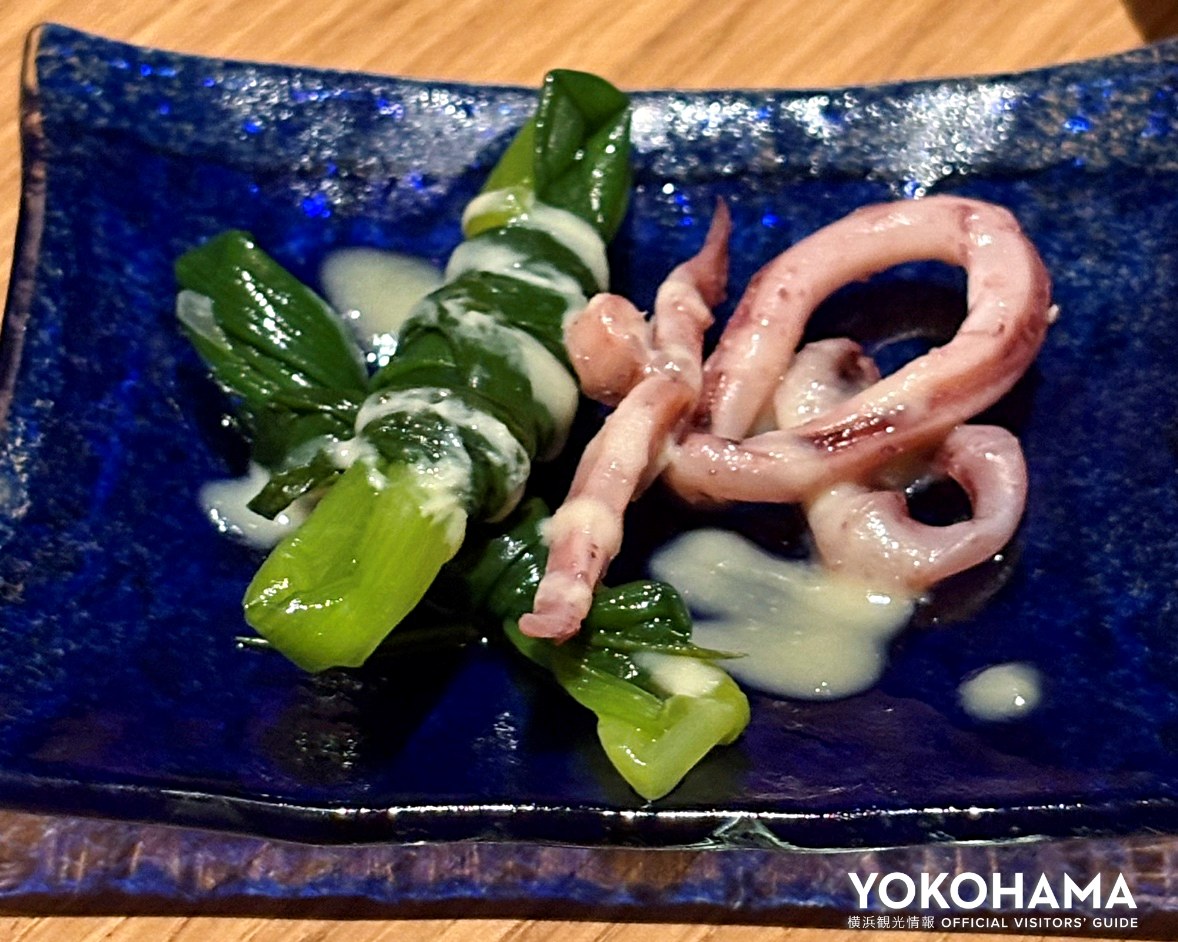 「一文字ぐるぐるとイカの酢味噌掛け」