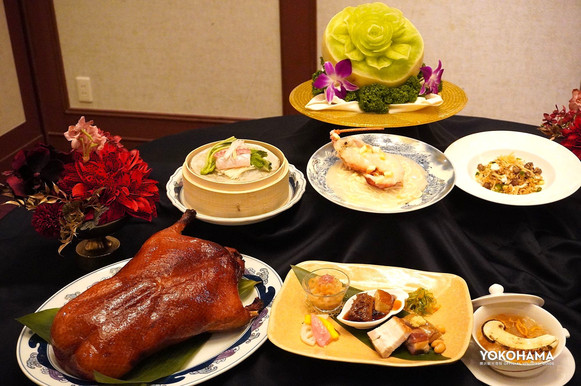 窯焼き北京ダック、松茸、伊勢海老、金目鯛など!特別ディナーコースでお腹も心も満たされます