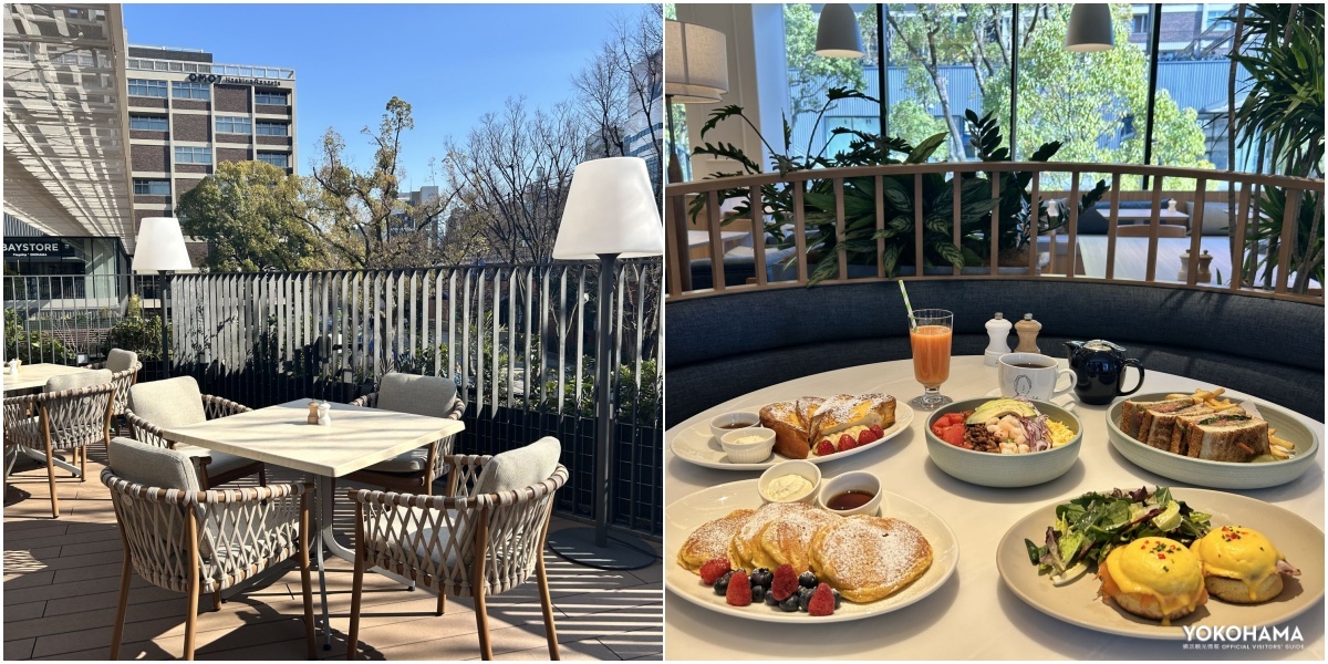 横浜初出店となる人気店「サラベス」は2階に位置しテラスも完備