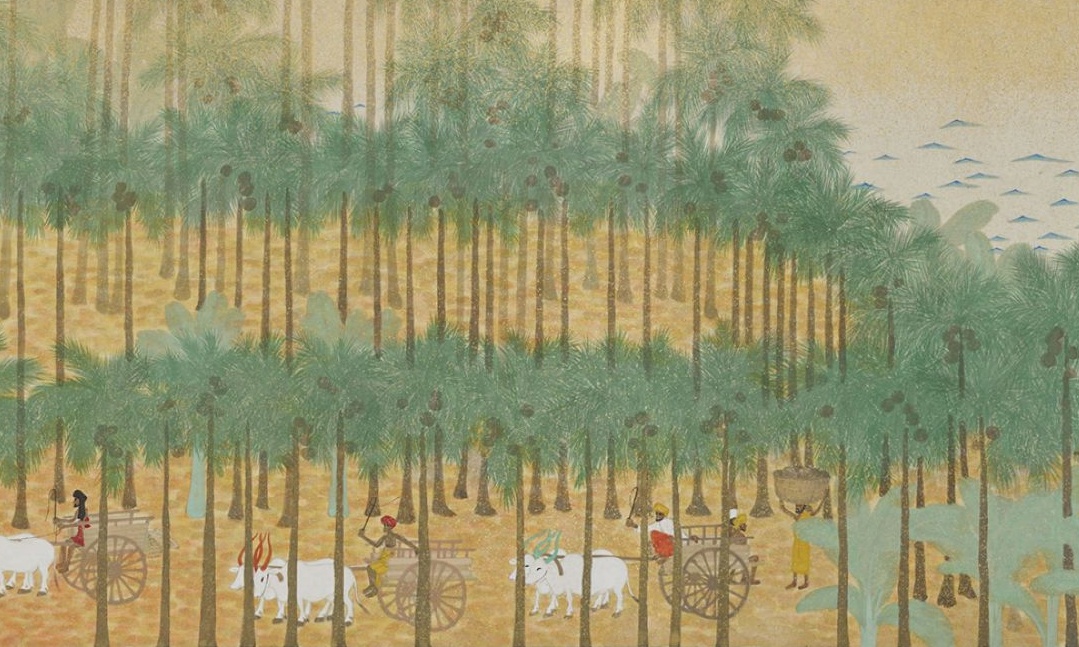 画像：今村紫紅《熱国之巻（朝之巻）》紙本着色・一巻（図は部分）　大正3年（1914）　45.7&times;954.5cm東京国立博物館※国指定重要文化財　（展示期間：4月25日～5月20日）※《熱国之巻（暮之巻）》は5月22日～6月3日の展示Image: TNM Image Archives