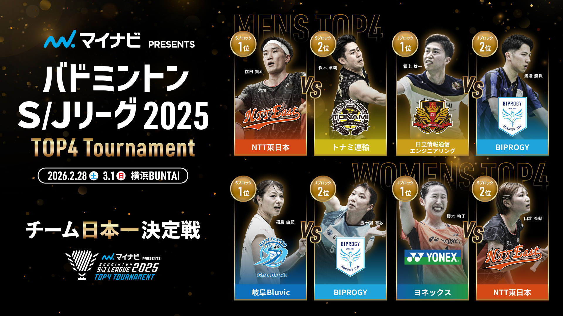 横浜BUNTAI　日本トップリーグの頂上決戦「バドミントン S/Jリーグ2025 TOP4 Tournament」