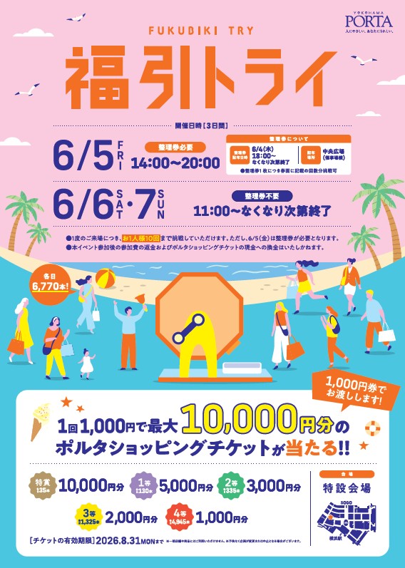 横浜ポルタ　ポルタショッピングチケットが当たる抽選会「福引トライ」