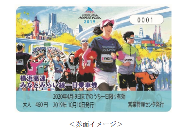 横浜マラソン2019 開催記念 横浜マラソン2019 オリジナルデザイン一日乗車券 限定発売
